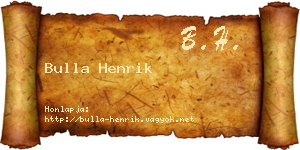 Bulla Henrik névjegykártya